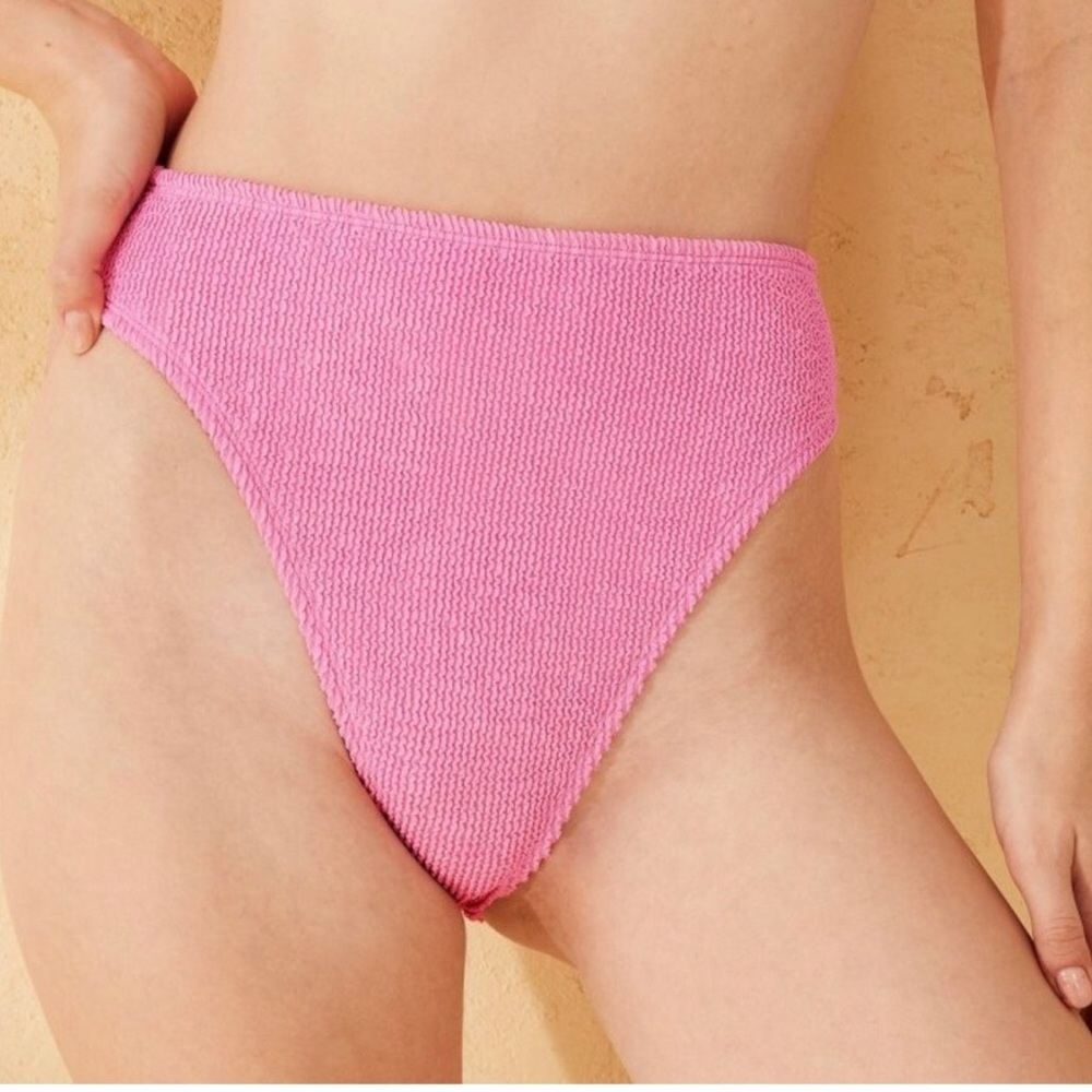 New Wild Fable Women's Small Pink Textured High Waist Swim Bikini Bottom